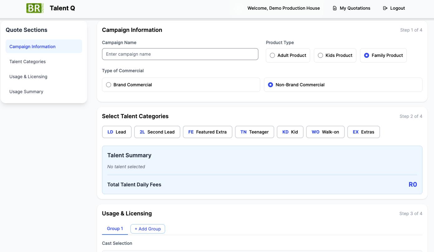 BR Casting User Dashboard